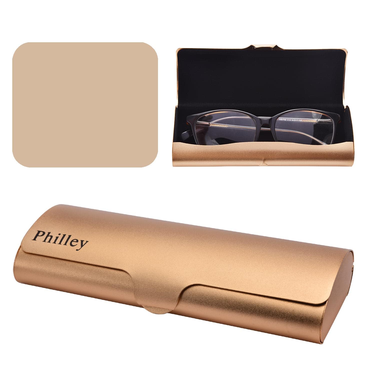Philley Aluminum Ultra-Light Eyeglass Case Hard Shell Nearsighted Glasses Case for Women & Men
