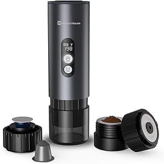 Maestri House Portable Electric Espresso Machine with 2-3 Min Self-Heating, 150W Travel Espresso Coffee Maker with Small Tea Cup Also Holder for NS Capsule & Ground Coffee for Car Camping, RV, Hiking