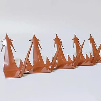 HM&DX Outdoor Wall Metal Spikes with Screws,Security Fence Bird Pigeon Spikes,Hot Dip Galvanized Anti-Theft Anti Climbing Spikes for Roof Walls Railing(L, Brown)