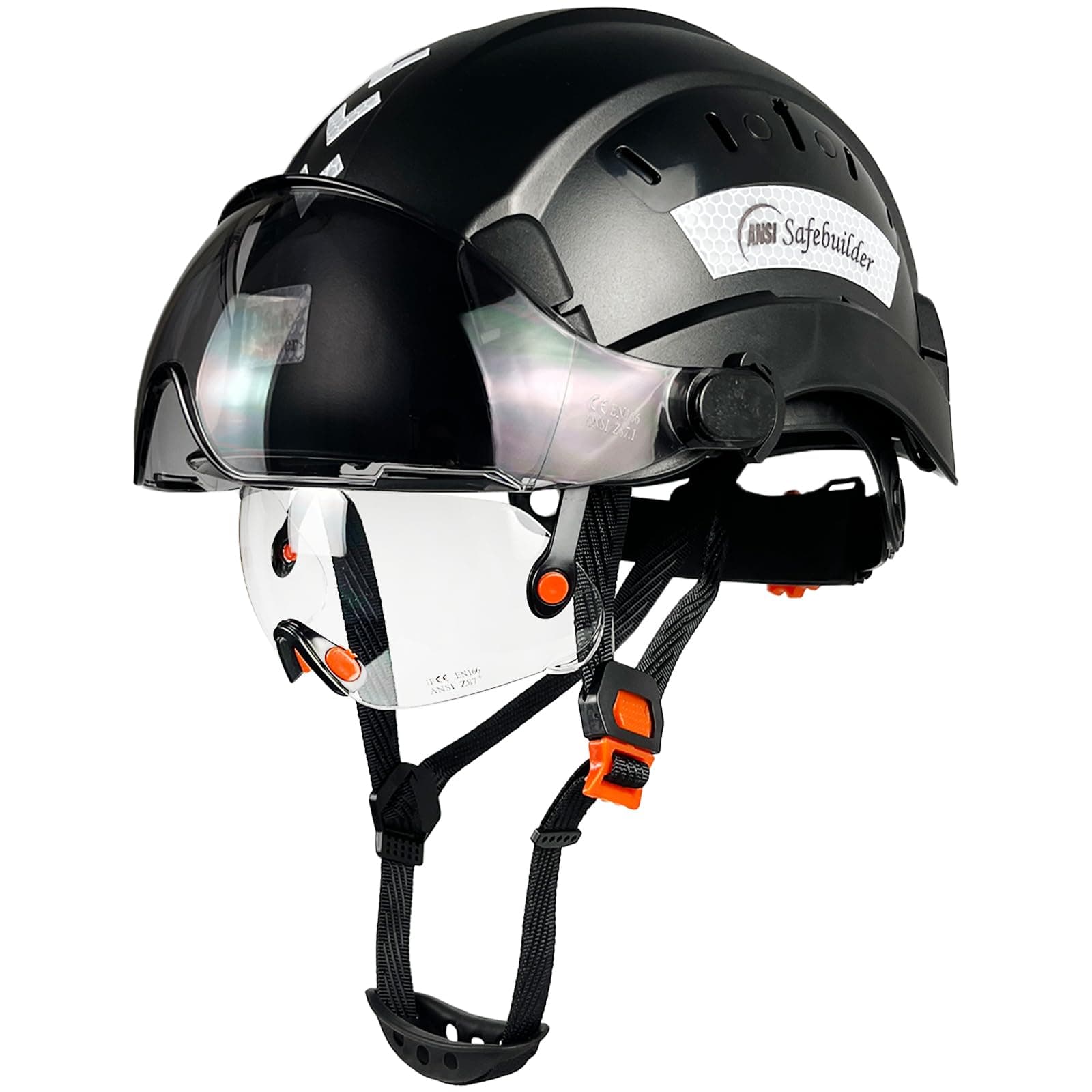 CR06+2V Construction Safety Helmet with Build-in Visor ABS Hard Hat with Visor Adjustable Ventilation Hardhats Work Head Protection ANSI/ISEA Z89.1