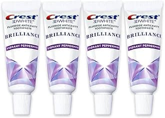 3D White Brilliance Toothpaste, Vibrant Peppermint, Travel Size 0.85 oz (24g) - Pack of 4