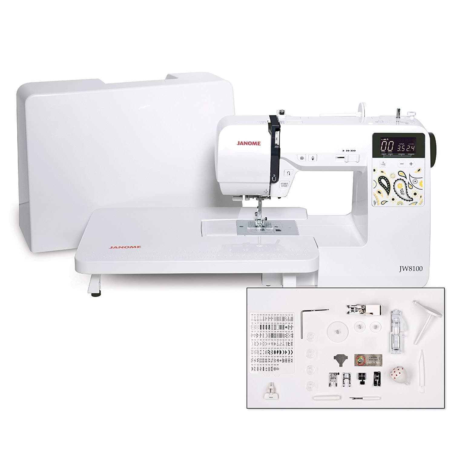 001JW8100 JW8100 Computerized Sewing Machine, Metal, White