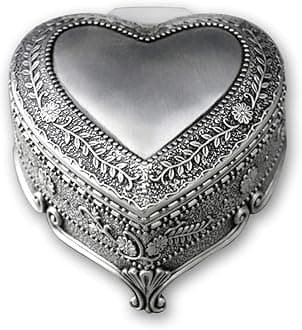 BinkeGG Play (Once Upon a December) Tin Alloy Heart Shape Wind up Music Box with Sankyo Musical Movement (65 Tunes Option)