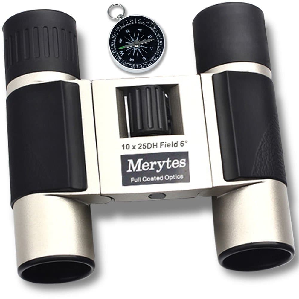 Binoculars with 10x25 Portable High Definition and Compass by Merytes Binoculars for Adults
