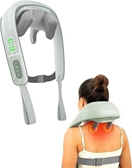 Cordless Neck Shoulder Massager with Heat, 4D Deep Tissue Kneading, Shiatsu Back Massager Pillow for Neck, Shoulder, Christmas Gifts for Men, Women
