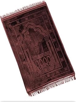 Extra Thick Prayer Mat - Luxury Soft Padded Musallah NON-SLIP Muslim Islamic Prayer Mat Musalah Namaz Rug, Ramadan Gifts (120cm x 80cm) (Brown)