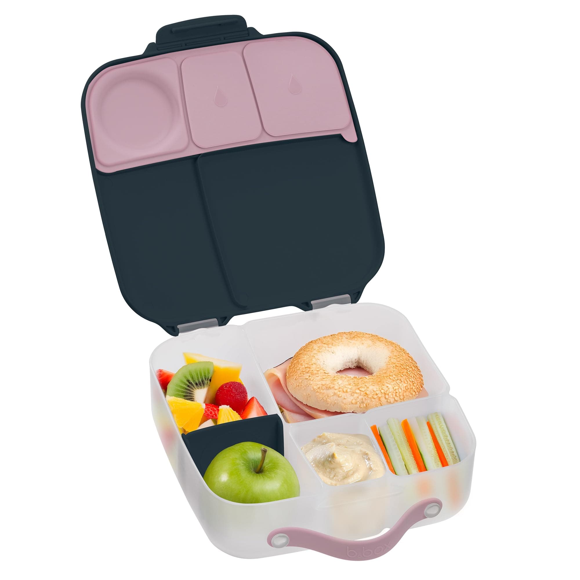 Lunch Box for Big Eaters All Ages - 8.5 Cup Leak Proof Bento Box with 4 Compartments, School Lunch Container with Ice Pack, Dishwasher Safe, BPA-Free, PFAS-Free - Indigo Rose