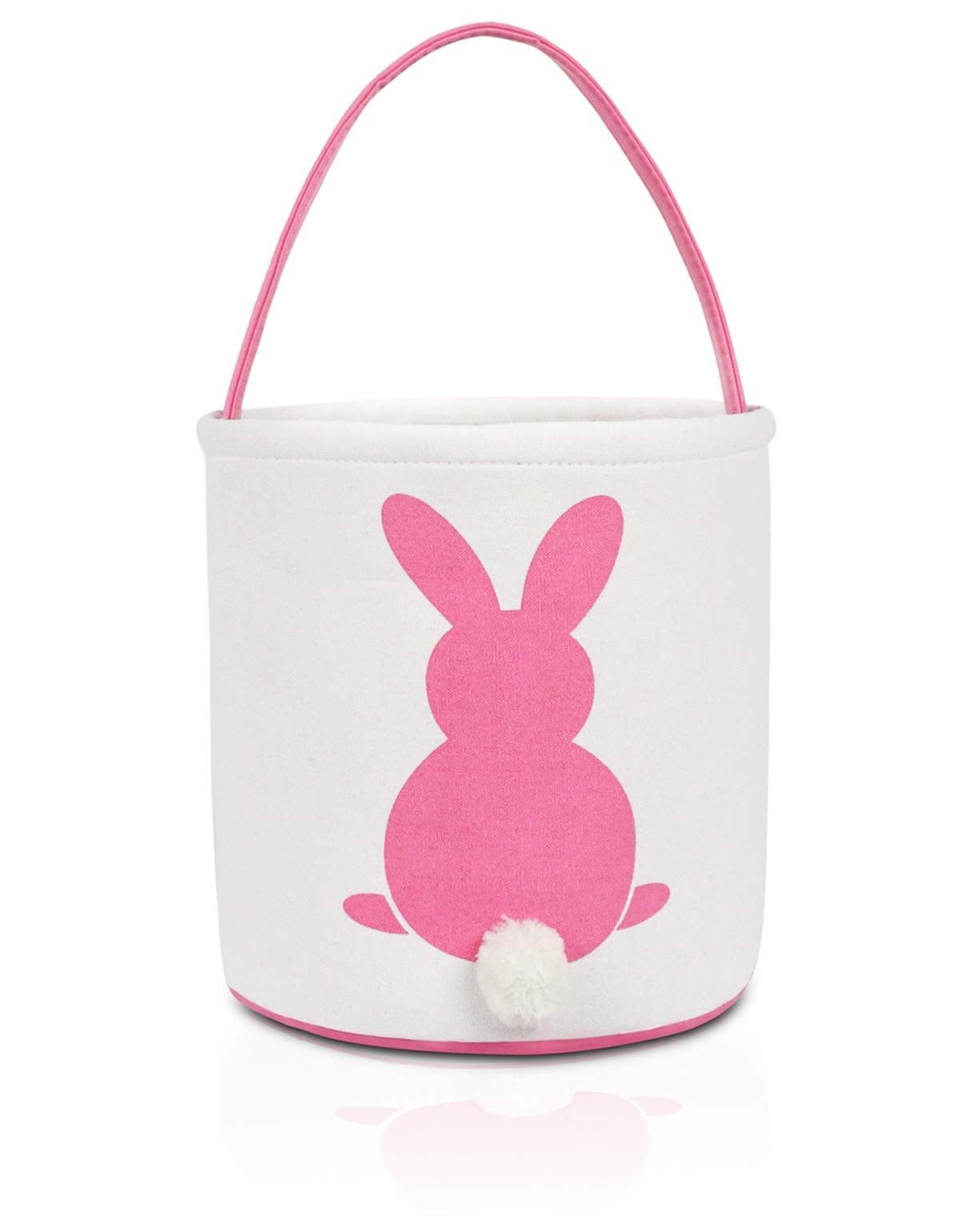 MONOBLANKS Easter Bunny Basket Bags, Rabbit Bucket Tote for Easter Egg Hunts Decorations Candy Gifts Storage (Pink)