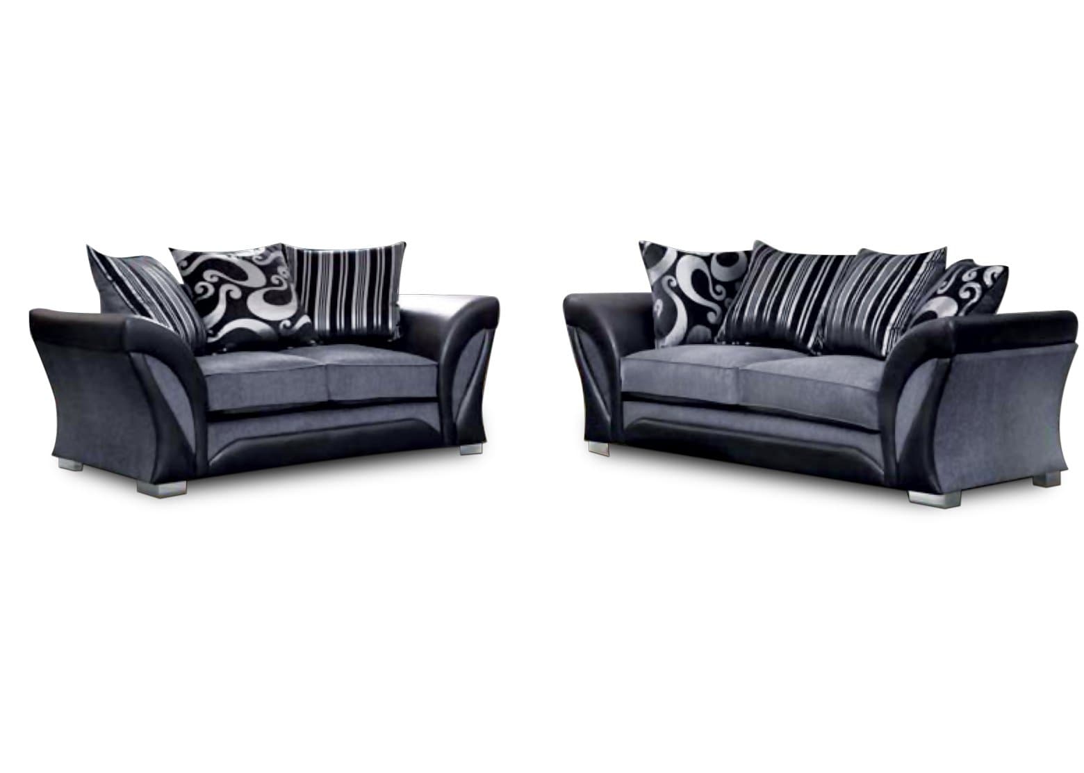 Shannon 3+2, Fabric, Black/Grey, 219x94x90 cm