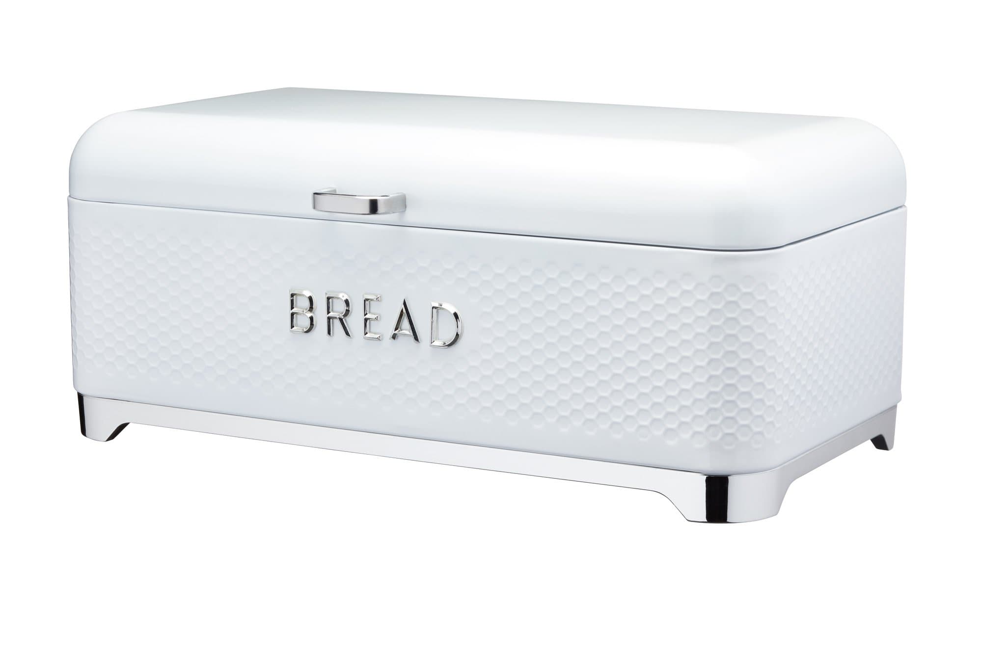 KITCHENCRAFT Lovello Ice White Bread Bin, 42x22x18cm, Gift Tagged