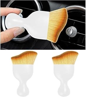2PCS Car Interior Dust Brush, Soft Scratch Free Auto Detailing Brushes, Universal Vehicle Interior Cleaning Tool for Automotive Dashboard, Air Vents, Leather (White)