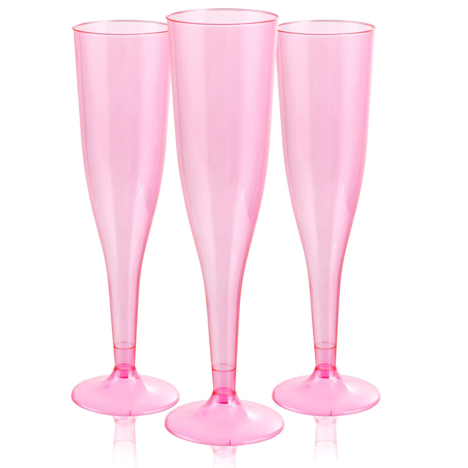 WDF 36 Pack Clear Pink Plastic Champagne Flutes - 7OZ Pink Champagne Flutes Plastic, Champagne Glasses Disposable for Party Baby Shower Wedding Spring
