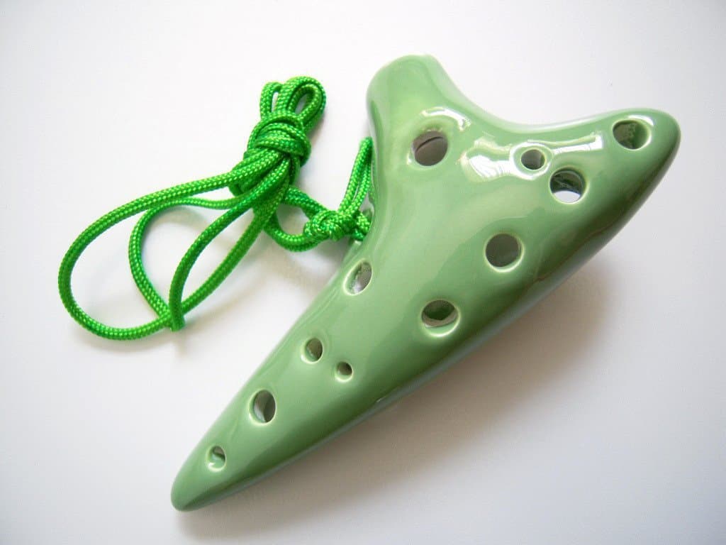 Melodious Soprano C 12 Holes Ceramic Ocarina - Easy to Learn, Good for Beginner & Great Gift. Linn's Arts! (Green)