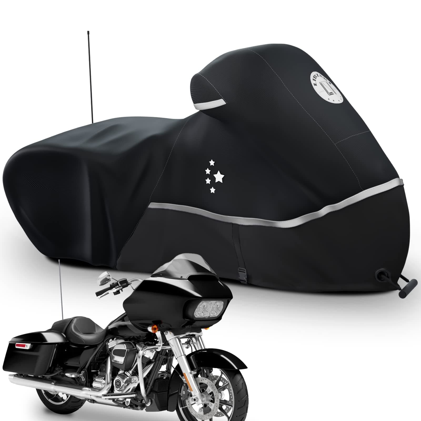 Motorcycle Cover Storage for Touring Models Harley Davidson Road King,Road Glide,Street Glide, Electra Glide,Heritage Classic,Low Rider-ST,and Most Motorcycles Black