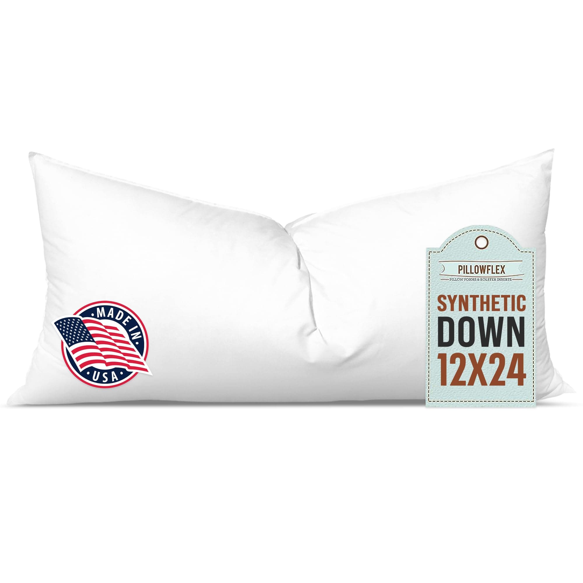Synthetic Down Pillow Insert - 12x24 Down Alternative Pillow, Ultra Soft, Large Rectangle, Lumbar, Travel, Neck, Sleeping Pillow - 1 Decorative Pillow Form