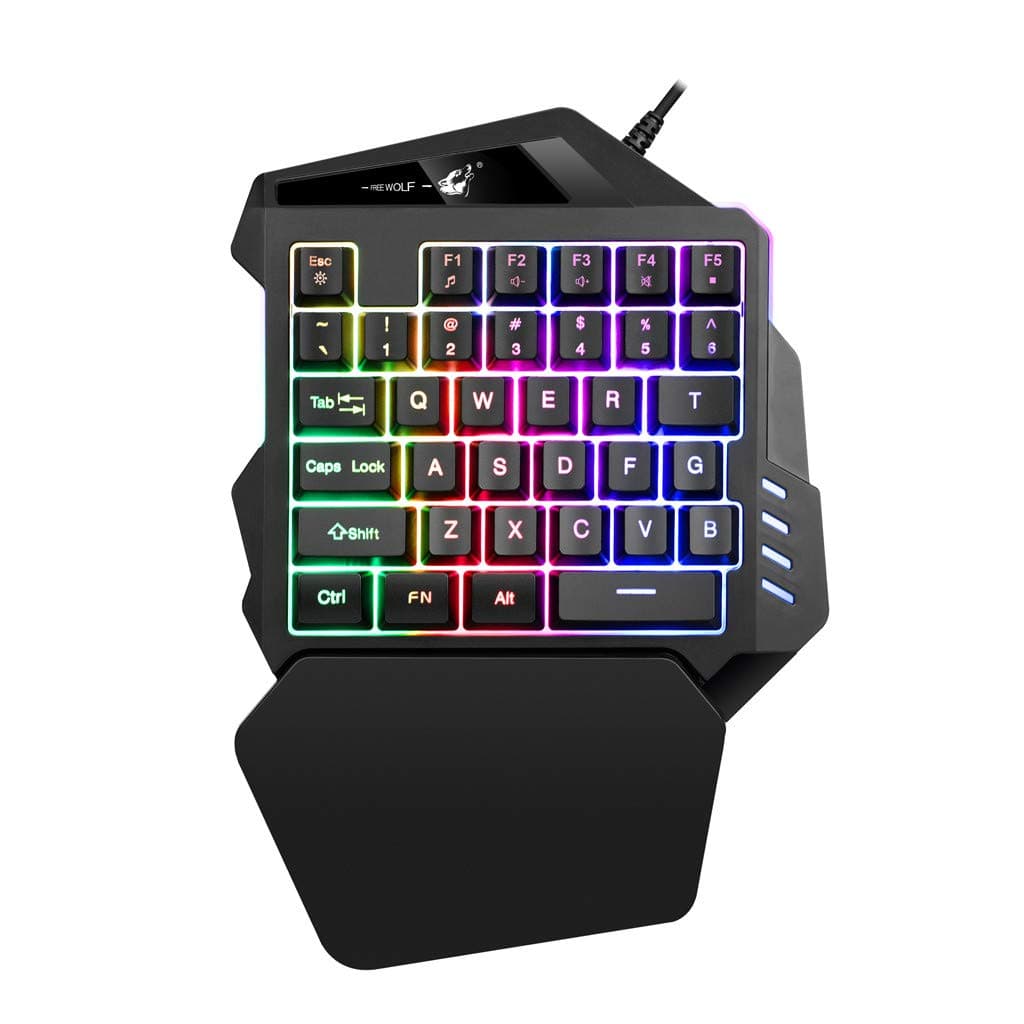 SUImeito Gaming Keyboard K13 Wired 35 Keys LED Backlit USB Ergonomic Single Hand Keypad Gaming Keyboard (Black)