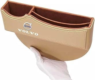 SXTYXCLGS Car Seat Storage Box, Leather Car Seat Gap Filler Organizer for Volvo XC90 XC60 V50 S60 V70 V60 V40 S90, for car Storage of Cell Phones, Sunglasses, Keys, Cards, Beige
