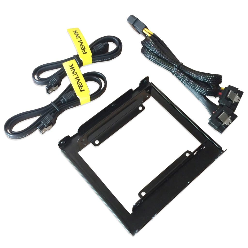 Fenlink 2.5 Inch to 3.5 Inch hard Disk SSD Drive Mounting Bracket Kit (Power and SATA Cables included)