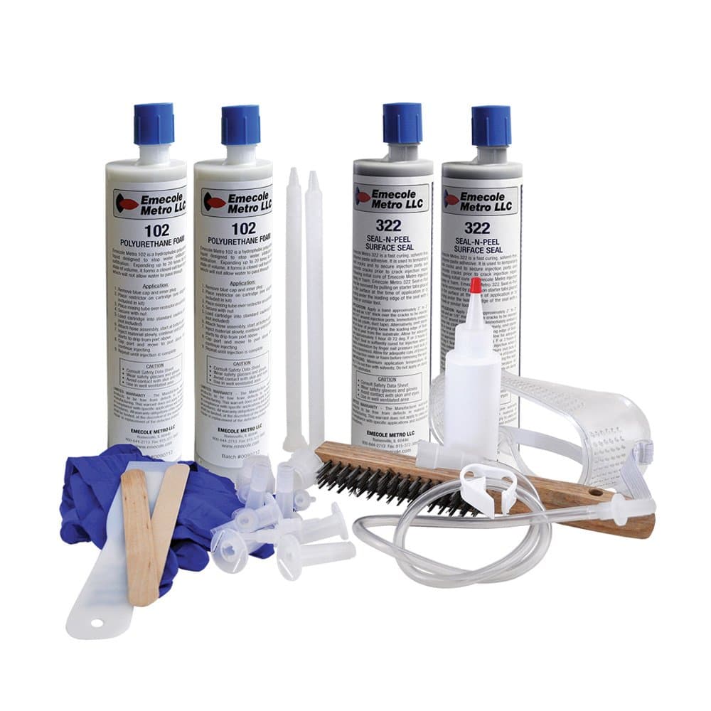 DIY Leaky Basement Wall Crack Repair Kit (10 ft.) with Removable Surface Seal-n-Peel for Homeowners - Repair Poured Concrete Foundation Wall Cracks, the Waterproofing Contractor’s Preferred Solution