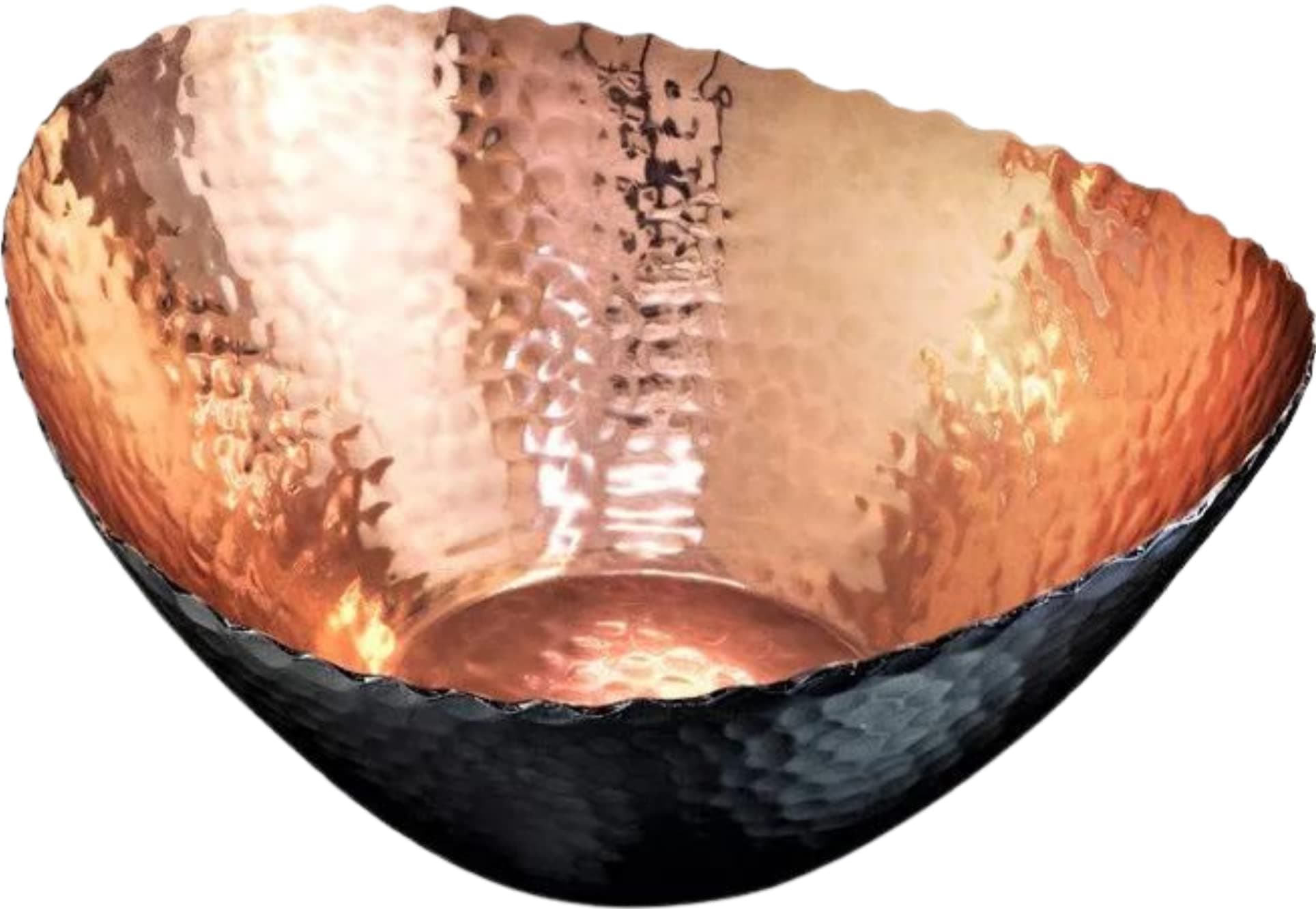 Monarch Abode Decorative Bowl for Home Decor – 7.5-Inch Black and Copper Plated Hand Hammered Key Bowls for Entryway Table, Fruit & Potpourri Bowl for Centerpiece, Modern Catch All Key Holder Bowl