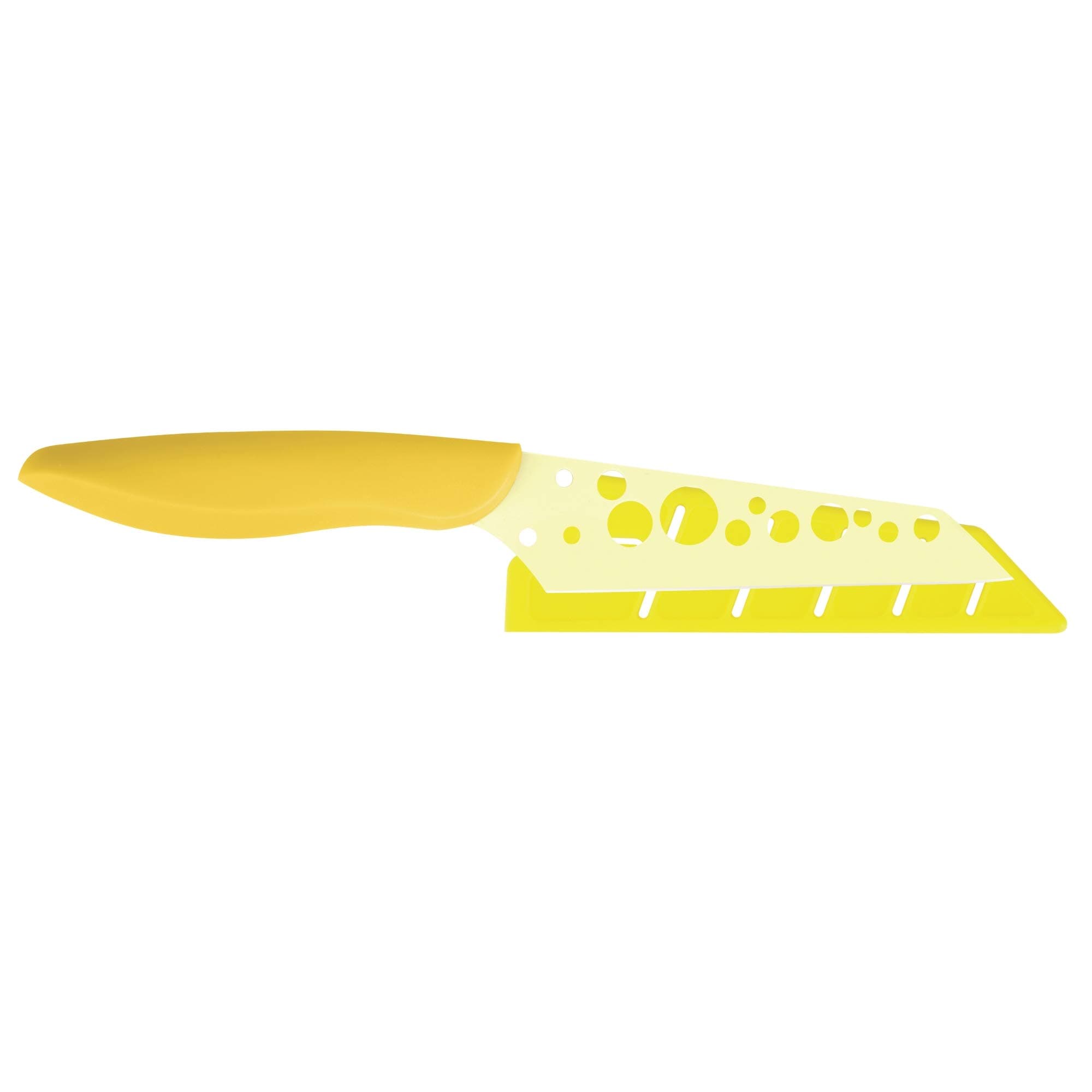 Kai Pure Komachi 2 Cheese Knife, 4.5 Inch Blade with Yellow Rubber Handle,