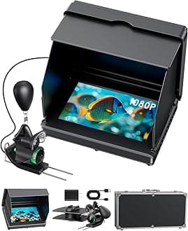 FourQ Underwater Fishing Camera,Fishing Camera Ice Fish find 5nch Hd LCD Display Underwater W/ 10000mah Li-Battery,100ft Cable and 4pcs Ir Lights for Boat Lake Kayak Ice Fishing