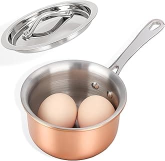 Macevia Mini Sauce Pan with Lid,Copper Butter Warmer Small Pot, Multipurpose Use for Home Kitchen or Restaurant (10.8oz/320ml)