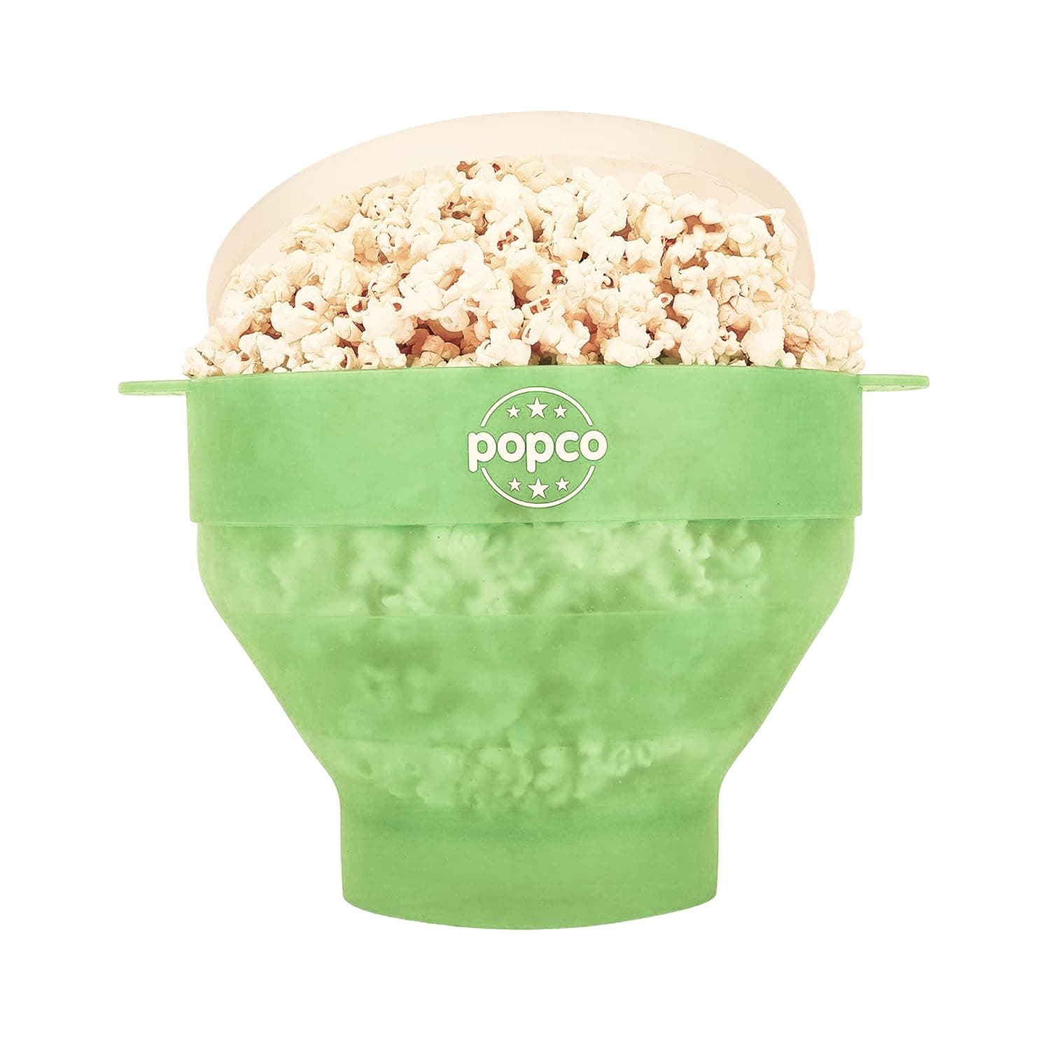 POPCO Silicone Microwave Popcorn Popper with Handles, Silicone Popcorn Maker, Collapsible Bowl and Dishwasher Safe - 15 Colors Available (Transparent Green)