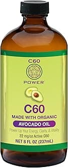 C60 Power C60 in Organic Avocado Oil - Natural Wellness Support for Men & Women, 99.99% Pure Carbon Fullerenes, Promotes Energy, Mental Clarity, & Stamina - 8 fl oz Bottle