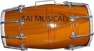 SAI Musical Wooden Dholak Indian Folk Musical Instrument Drum Nuts N Bolt
