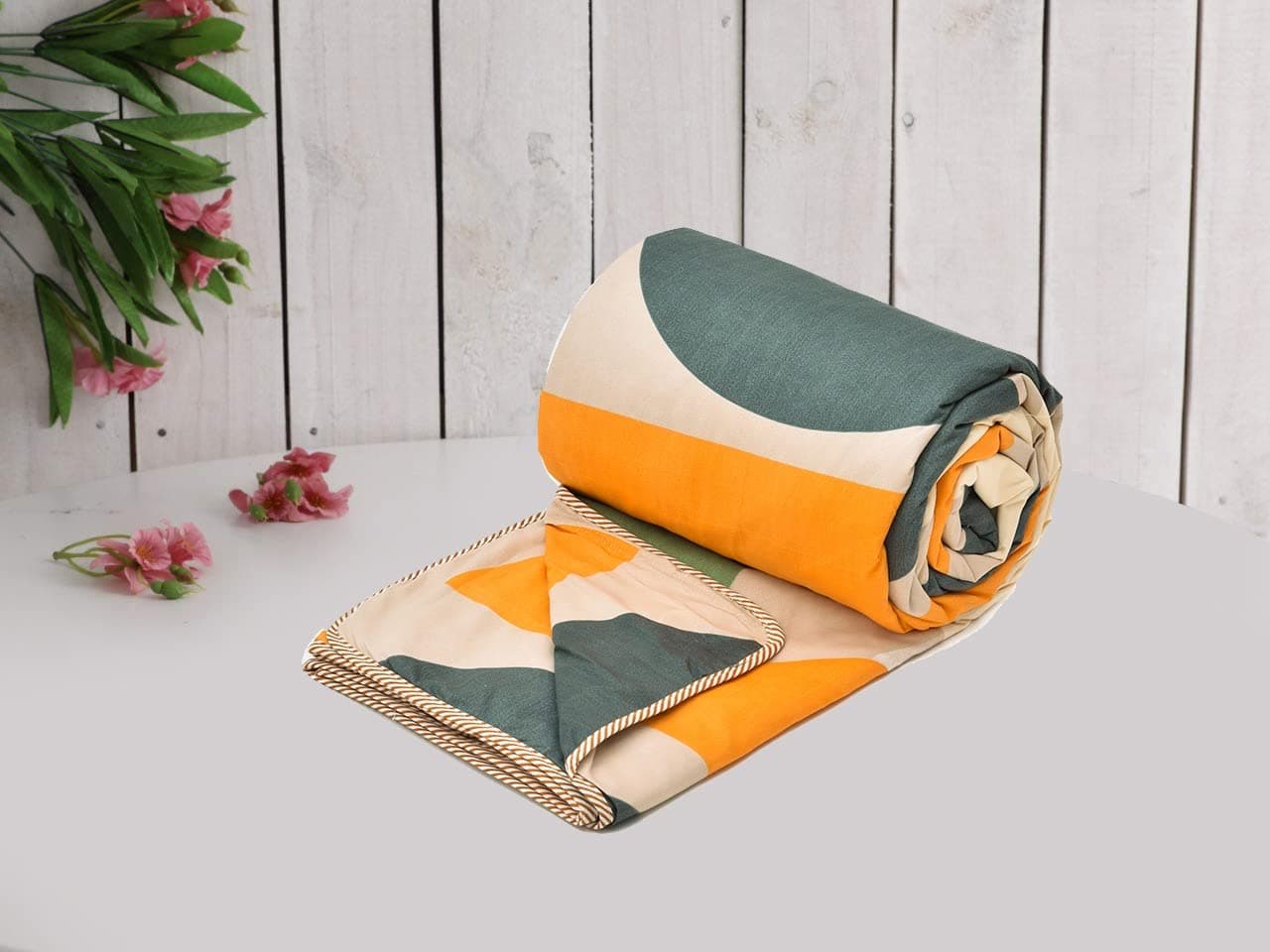 COZY FURNISH Super Soft Brushed Microfiber Cotton 3 Layer Breathable Single Dohar Lightweight Warm Bed Dohar 57X87(Inches) 144X220(CM) Flannel Dohar Throws for Bed| TC - 144, Orange