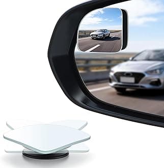 LivTee Blind Spot Mirror, Fan HD Glass Frameless Convex Rear View Mirror with wide angle Adjustable Stick for Cars SUV and Trucks, Pack of 4
