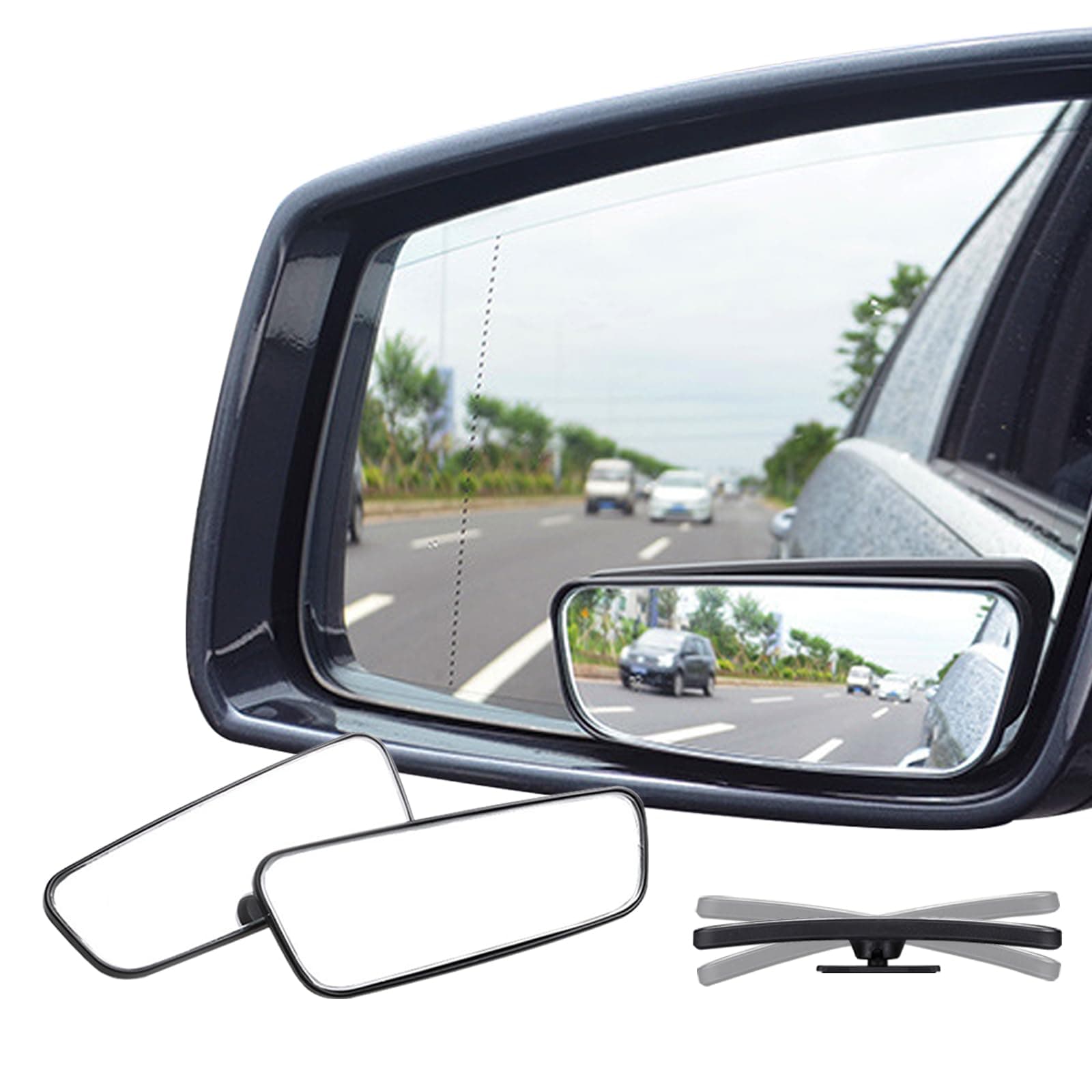 Rectangle Blind Spot Mirror, HD Glass ABS Housing Convex Wide Angle Rearview Blindspot Car Mirror for Car SUV and Truck (Framed, Pack of 2)