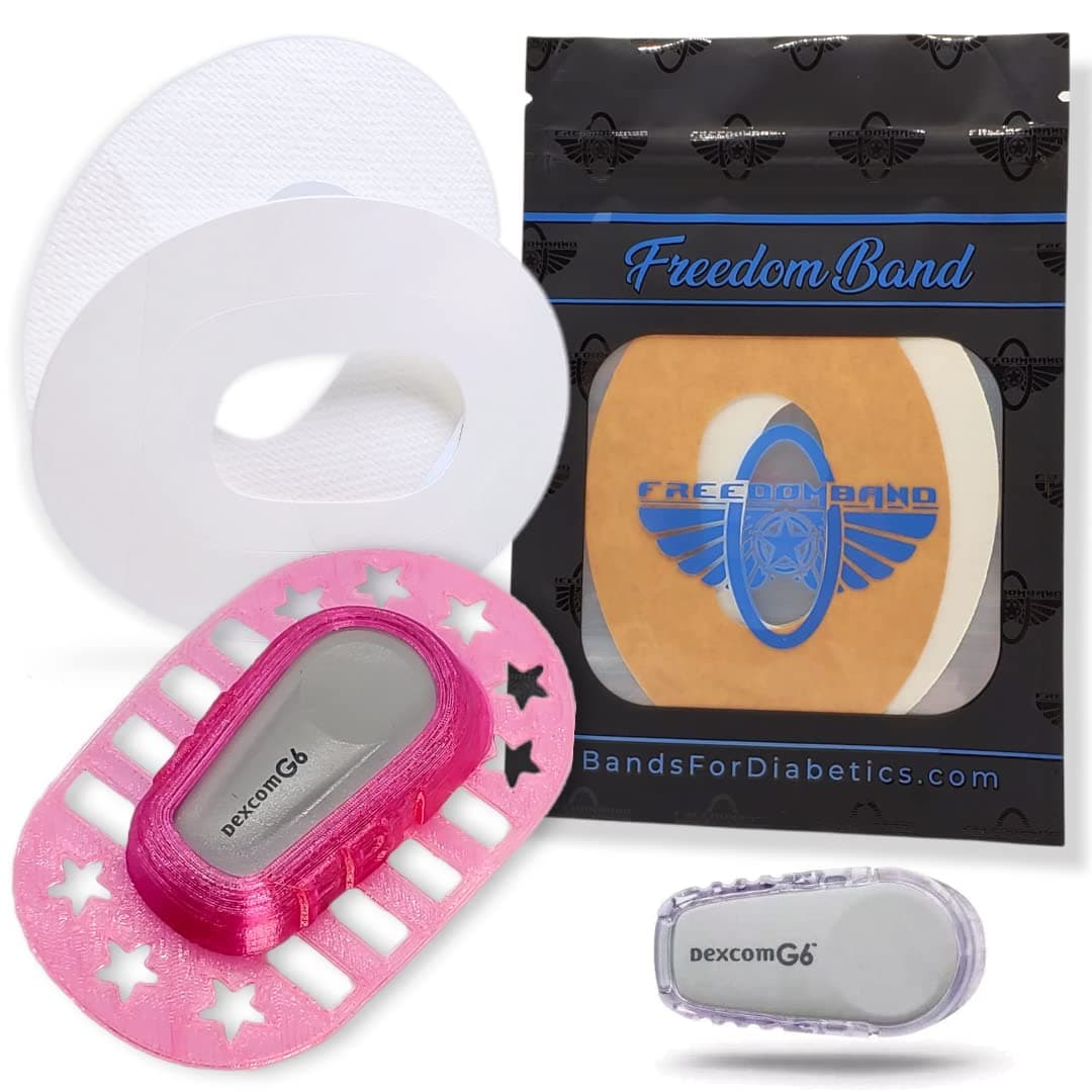 Infiniflex for Dexcom G6 Reusable Flexible Transmitter Adhesive Cover Guard by Freedom Bands (Pink)