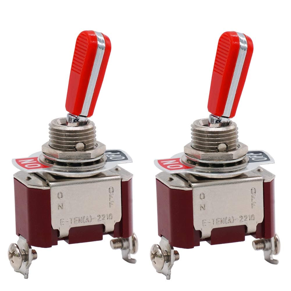 Twidec/2Pcs Heavy Duty Rocker Toggle Switch 16A 250V SPST 2 Position 2 Pin ON/Off Switch with Red PC Wear-Resistant Handle, 2 Years Warranty TEN-A-2210RR-A101