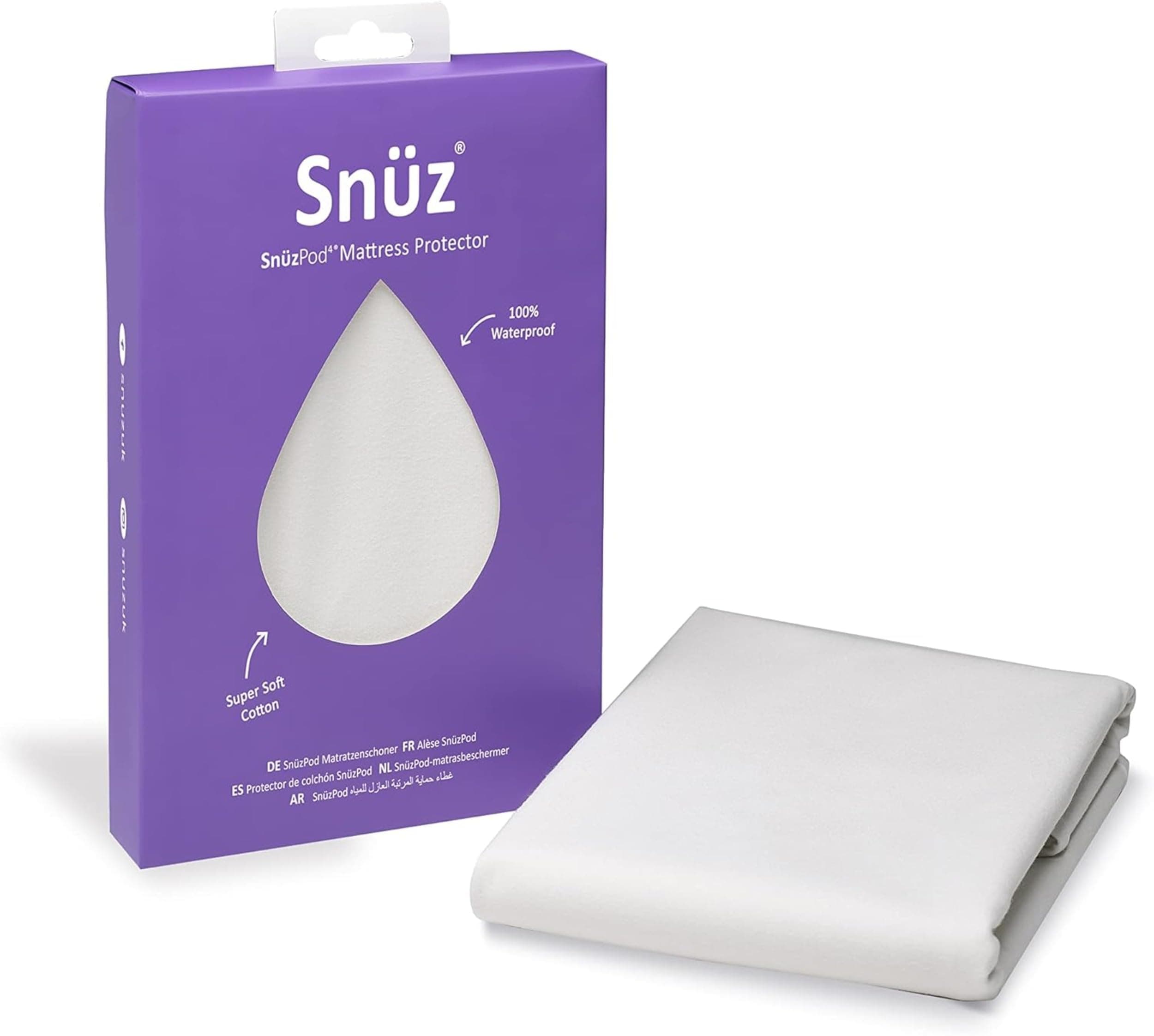 Snüz Pod 4 Waterproof Mattress Protector | Super Soft | Absorbent | Outer layer 100% Cotton | Barrier against Dust Mites | Infant/ Baby/ Toddler | Dimension:75.5 x 40cm
