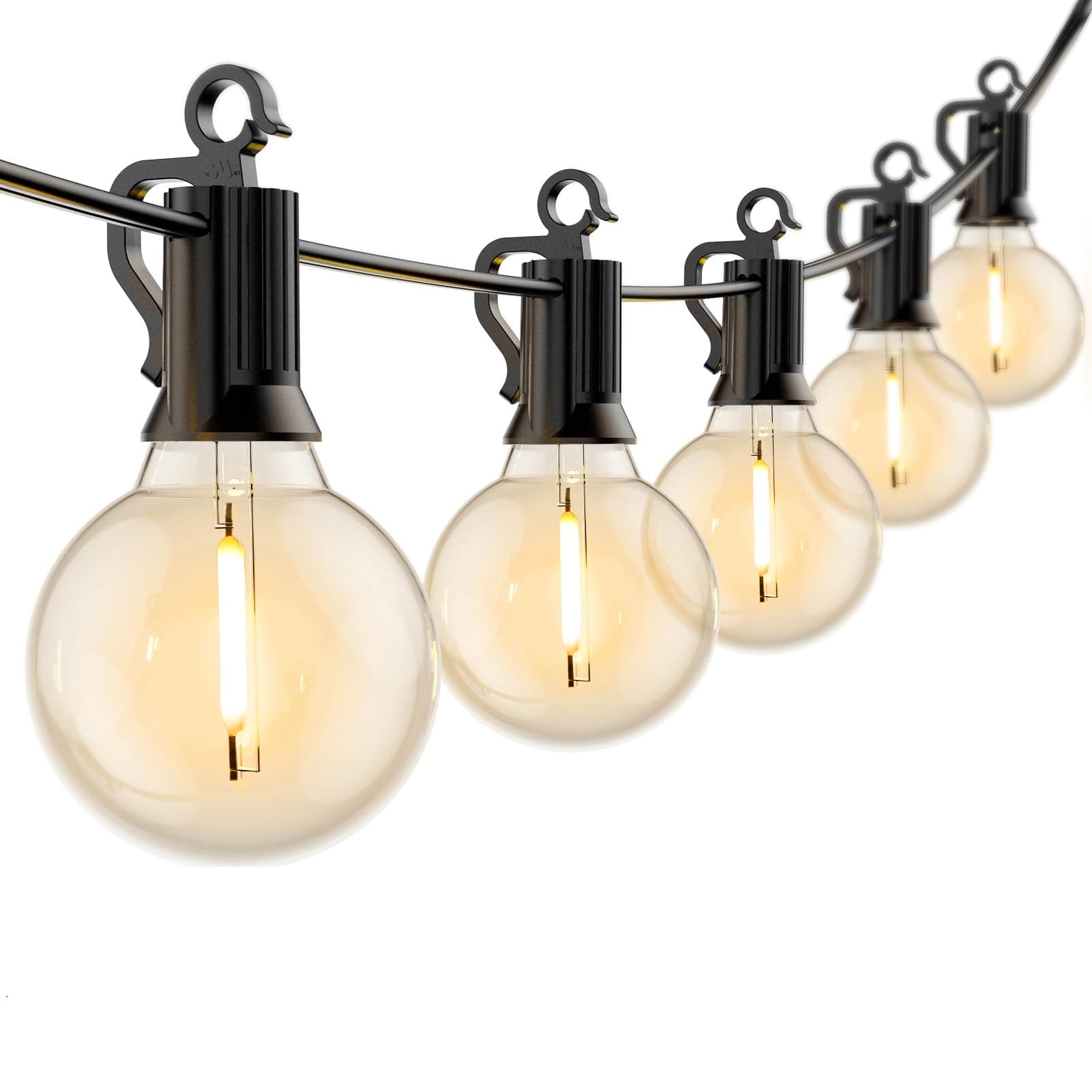 Outdoor String Lights Hanging Globe Patio Lights with 50 G40 Shatterproof Bulbs(2 Spare), IP44 Waterproof Connectable Commercial 50 Hanging Light for Indoor Outdoor Decor