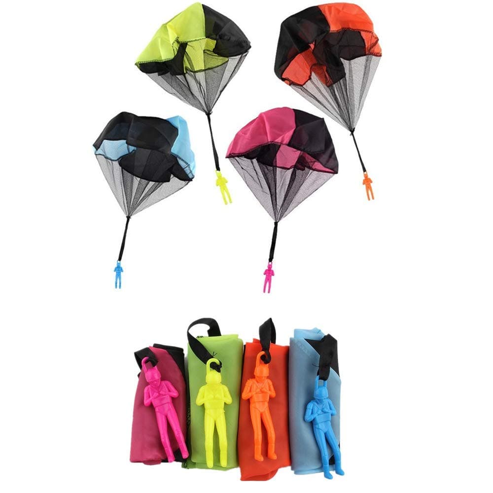 Ceasyde 4 Pack Tangle Free Throwing Toy, Interesting Hand Throw Parachute Army Man, Toss It Up and watch Landing Outdoor Square Children's Flying Toys