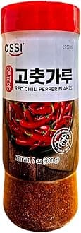 Korean Red Hot Chili Pepper Flakes Powder, Sun Dried 7oz Shaker