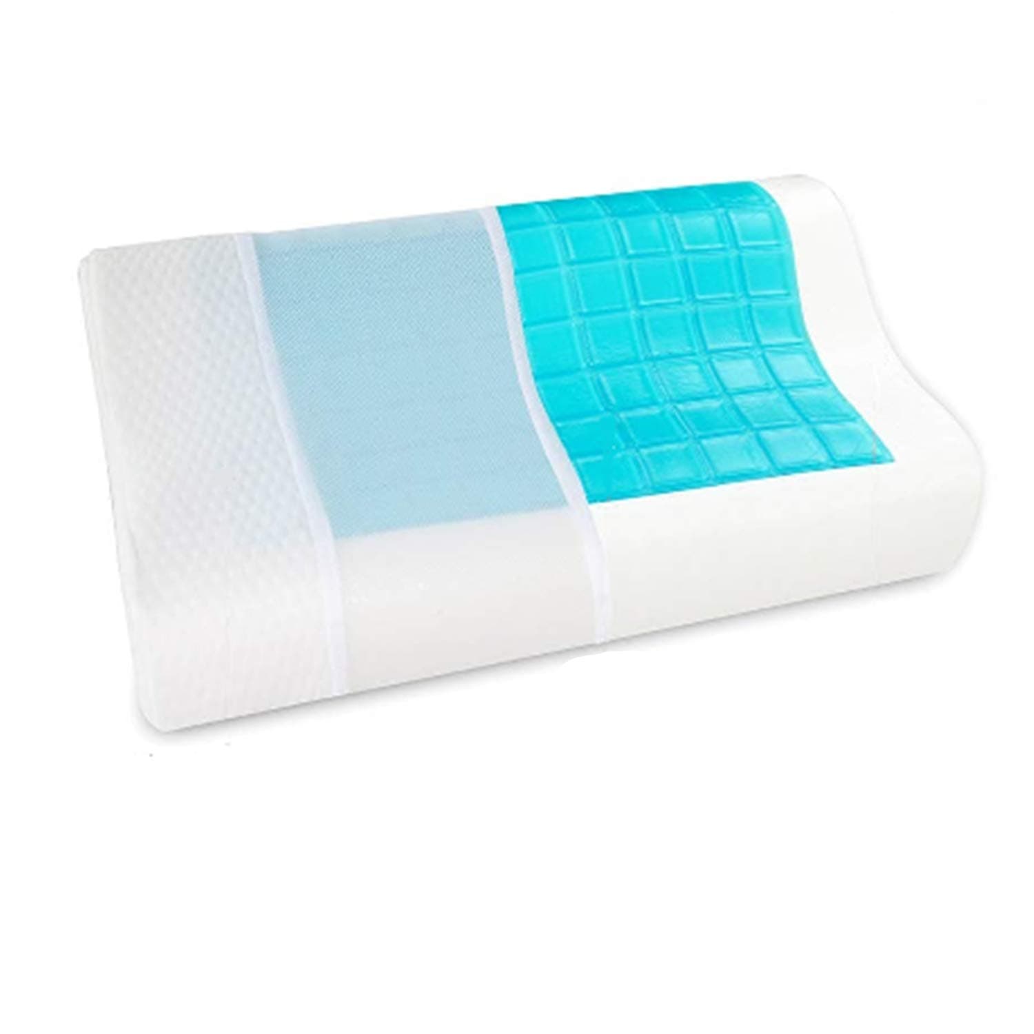 Cozy BoSpin Memory Foam Contour Pillow -Cervical Massage Deep Sleep Neck Pillow- A Firm Flexible Therapeutic Pillow for Sound Sleep and Reduced Neck and Shoulder Pain 50×30cm (Gel Memory Foam Pillow)