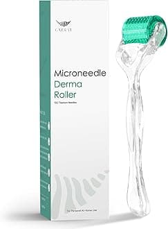 Derma Roller Titanium 0.30mm Microderm Roller Kit - 192 Micro Needles Microneedle Dermal Roller for Scalp and Body, At Home Microdermabrasion Face Roller (Green)