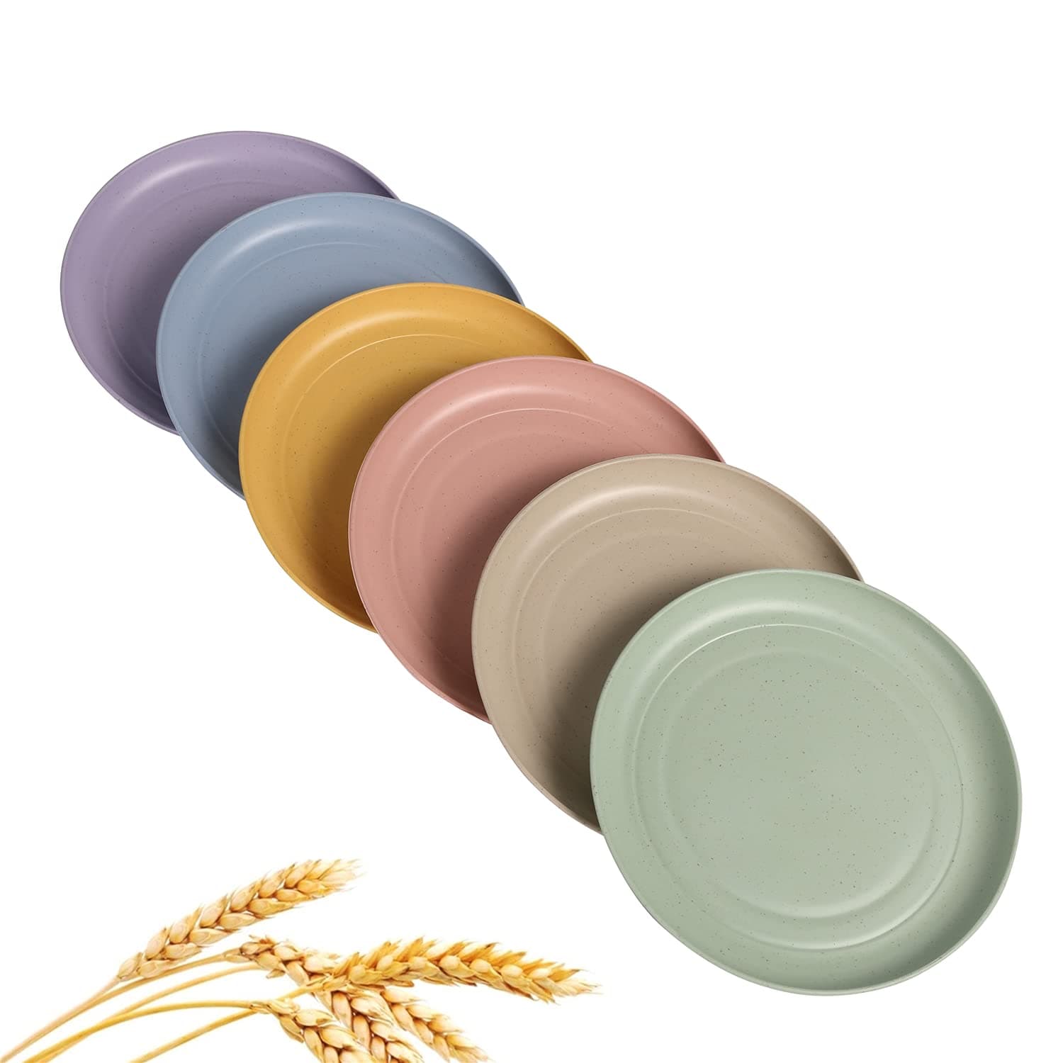 Wheat Straw Plates Lightweight Unbreakable Dinner Dishes Plates Set Dishwasher & Microwave Safe (Small 6 Pack 5.9')