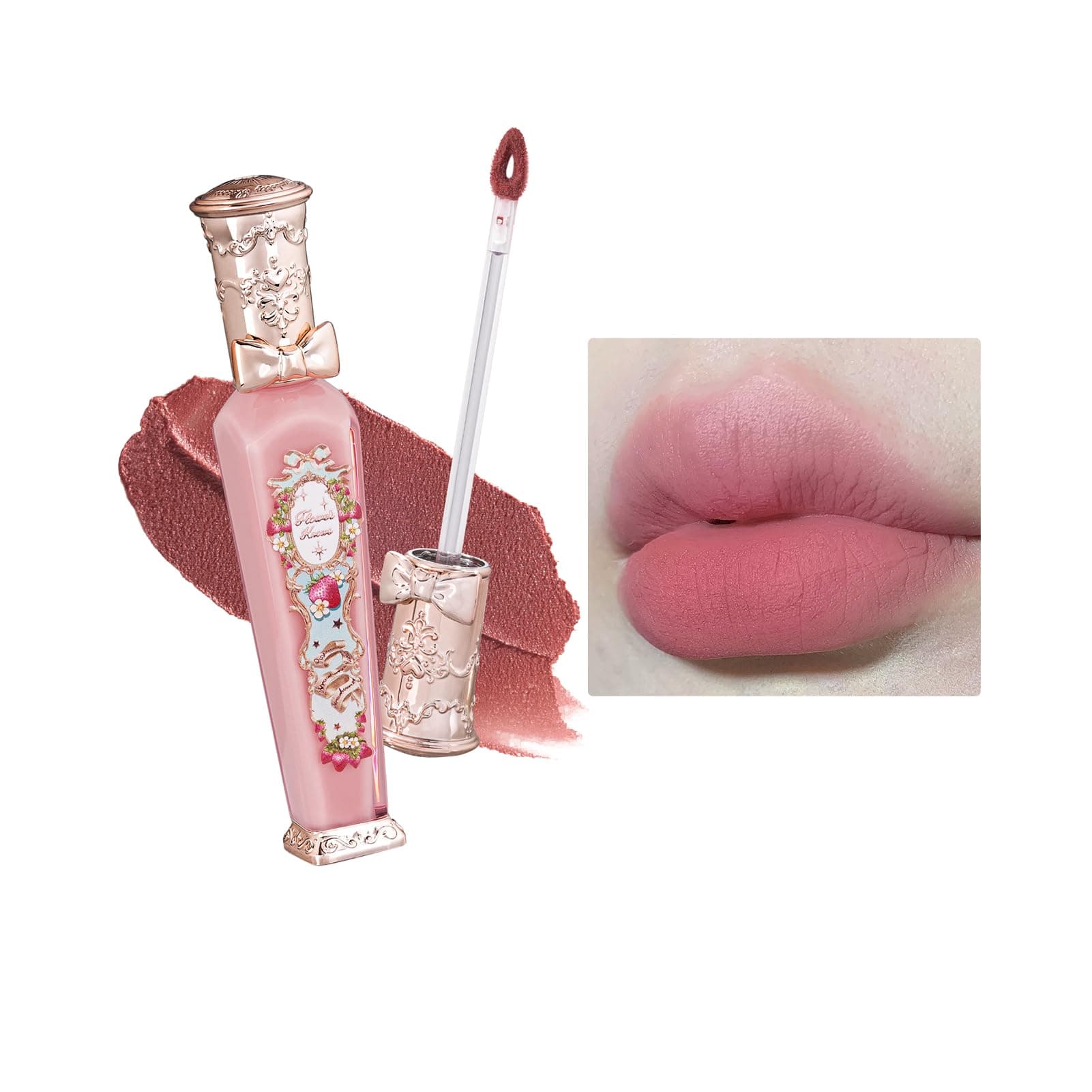 Strawberry Rococo Cloud Lip Cream,Long Lasting Soft Pink Matte Lipstick,Hydrating Lip Stain,Transfer & Smudge Proof Velvet Liquid Lipstick for Girls&Women,0.12 Fl Oz(S04 Strawberry Moon)