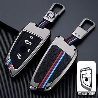 Elegananccy for BMW Key Fob Case Cover, Fit for BMW 1 3 4 5 6 7 Series X3 X4 M5 M6 GT3 GT5, Zinc Alloy and Silicon Remote Key Protector (Blade Type)