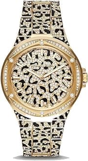 Michael Kors Lennox Watch for Women, Gold Tone Quartz Three Hand Movement with Stainless Steel Strap