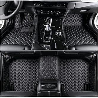 Custom All-Weather Protection Leather Car Floor Mats for Cars Sedan SUV Sports Car Waterproof Floor Mat (Black)
