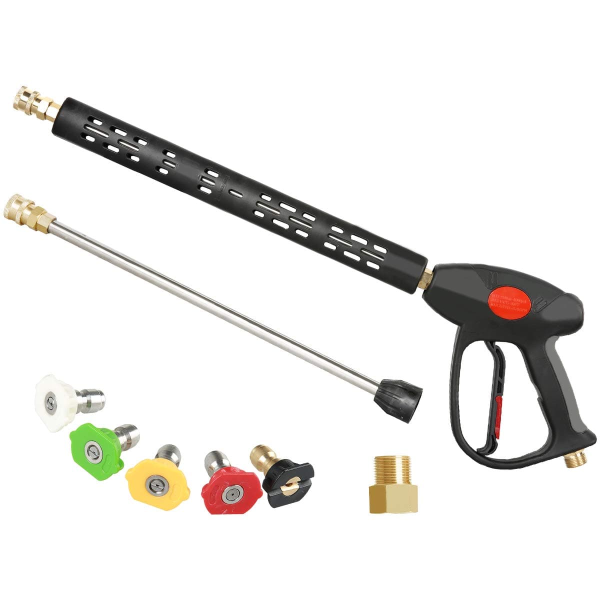 Long Pressure Washer Spray Gun, Replacement Lance Extension Wand, Adjustable Length High Pressure Washer Gun, M22 14 Thread, M22 15 Coupler, 4000PSI