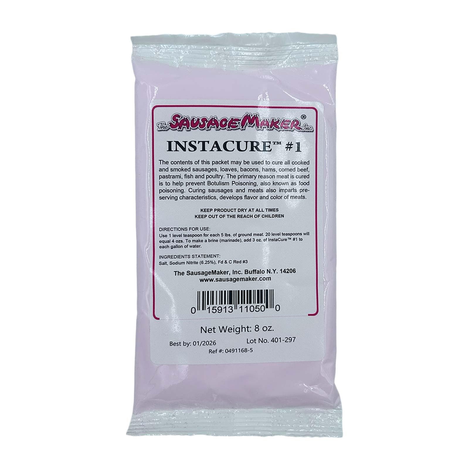 Insta Cure #1, 8 Oz Pink Curing Salt, Prague Powder, Quick Cure For Meat, Sausage, Ham, Bacon, Made In USA - The Sausage Maker®