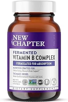 Vitamin B Complex, Fermented Vitamin B Complex, USDA Organic, ONE Daily for Cellular Energy + Brain + Beauty, 100% Vegan, Gluten-Free - 60 Count