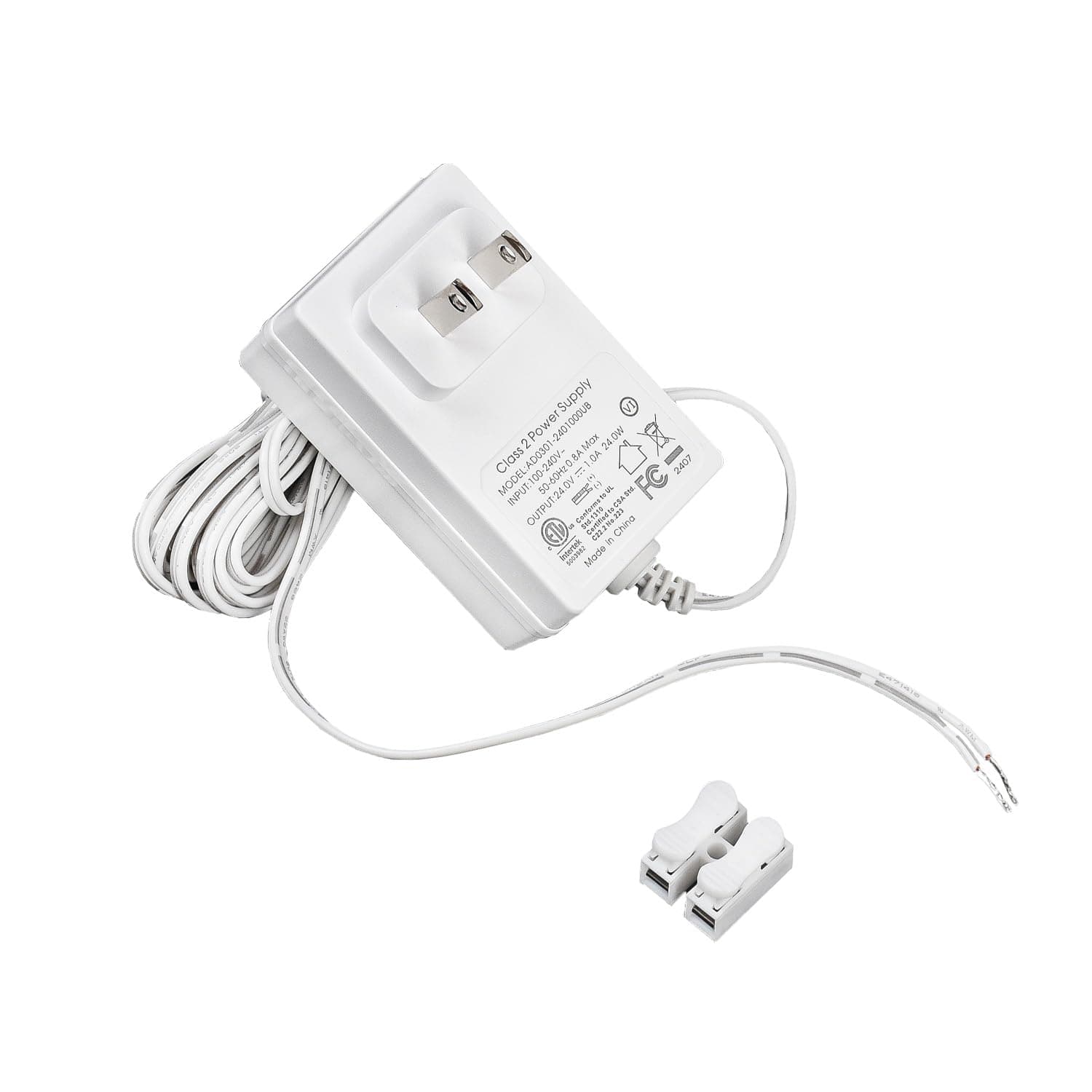 Rollerhouses 24V 1A 24W White Plug-in Transformer DC Wall Charger Adapter/Power Supply Adapter /5 Ft Cable, AC 100-240V to DC 24V Power Converter White